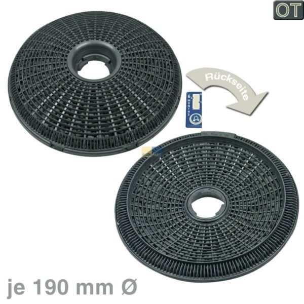 2 Stück Kohlefilter Ø 190mm Dunstabzugshaube Electrolux 9029793701 E3CFP19
